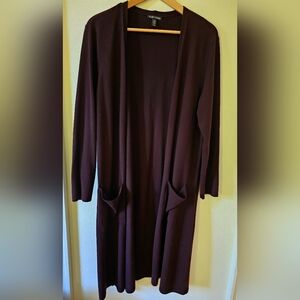 Eileen Fisher Cassis Merino Wool Long Cardigan
